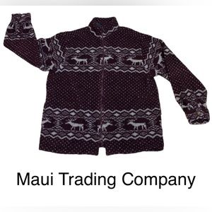 Maui Trading Company Zip Up Reindeer Sweater